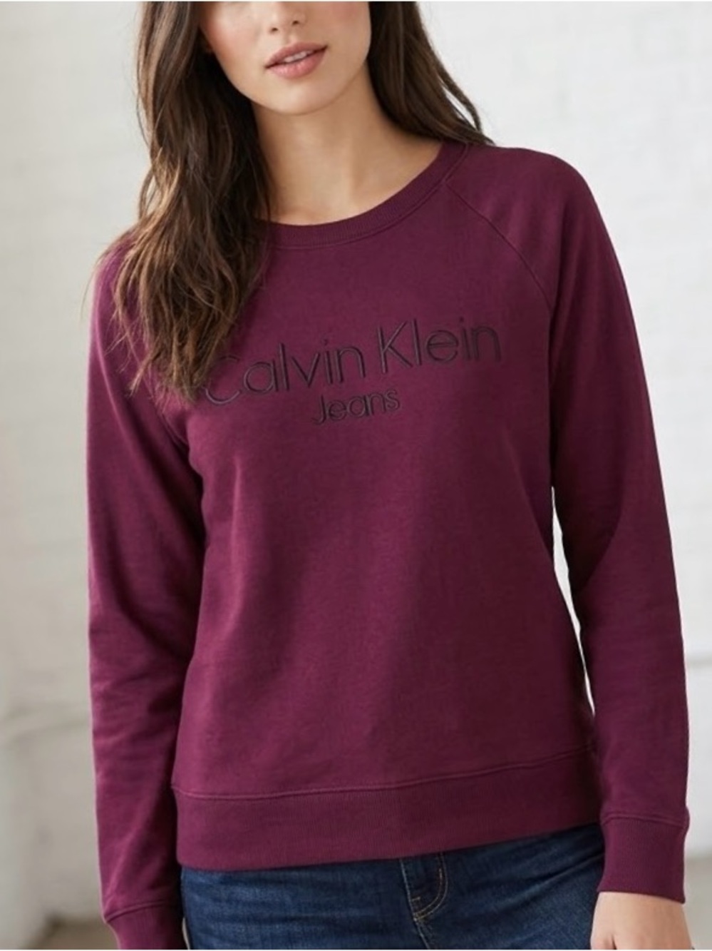Calvin Klein Jeans Women’s Burgundy Crewneck Sweatshirt